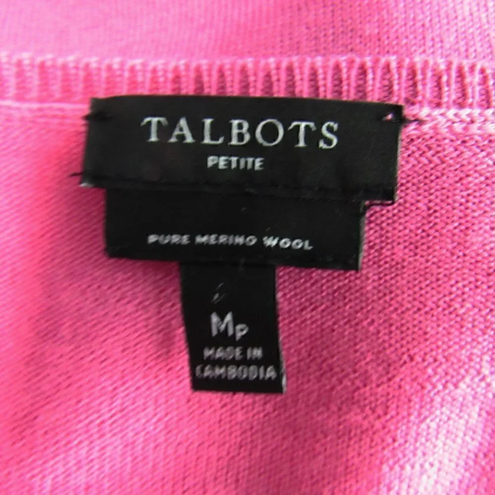 Talbots - Marino Wool Pink Long Sleeve Sweater - Medium Petite - Picture 5 of 5